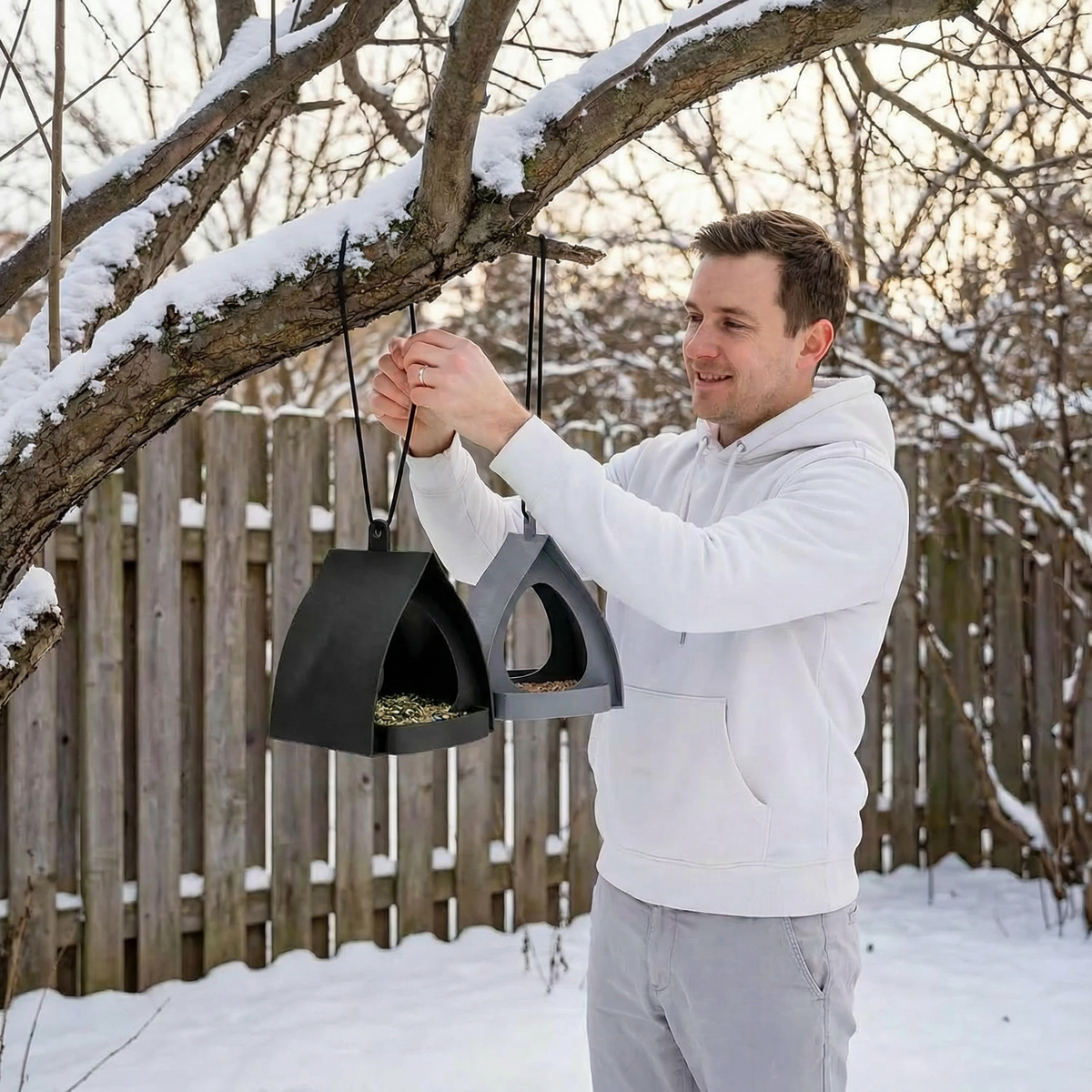 Hanging Bird Feeder for Garden with Roof