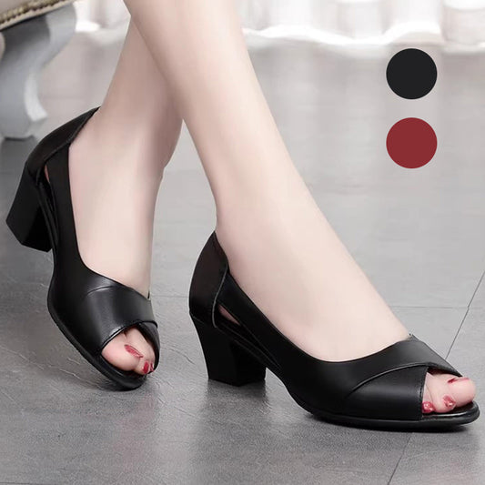 Women's Elegant Peep-Toe Block Heel Sandals
