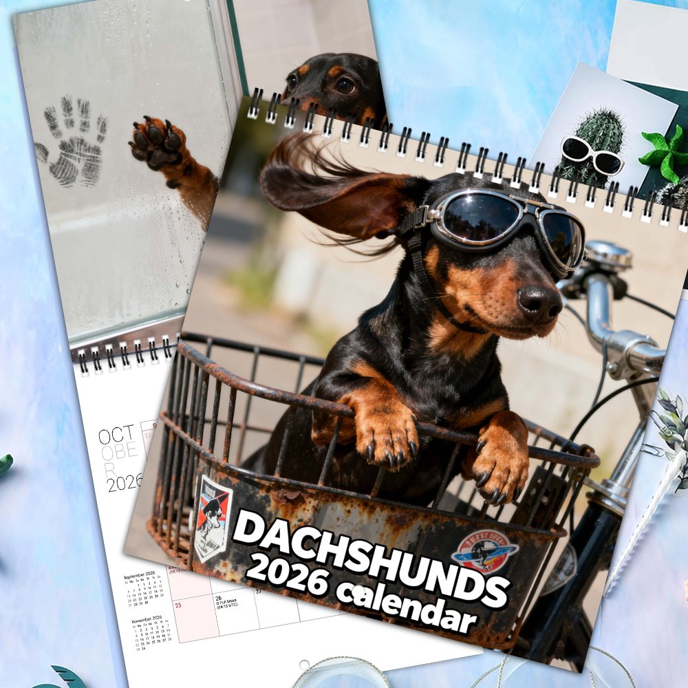 💥2026 Cute Dachshund Wall Calendar – 12-Month Planner, Perfect Christmas & New Year Gift