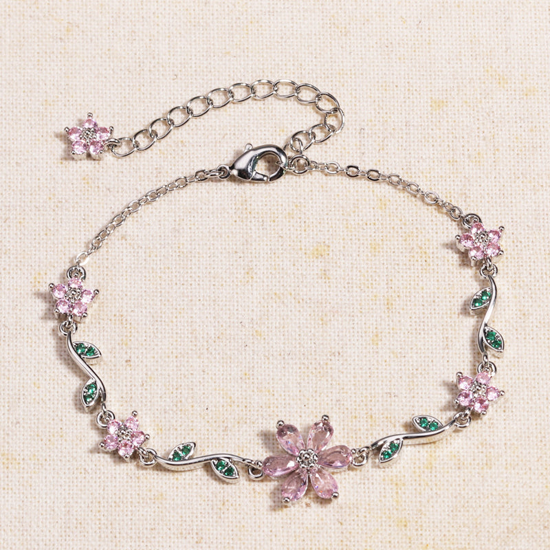 Women's Cherry Blossom Rhinestone Bracelet