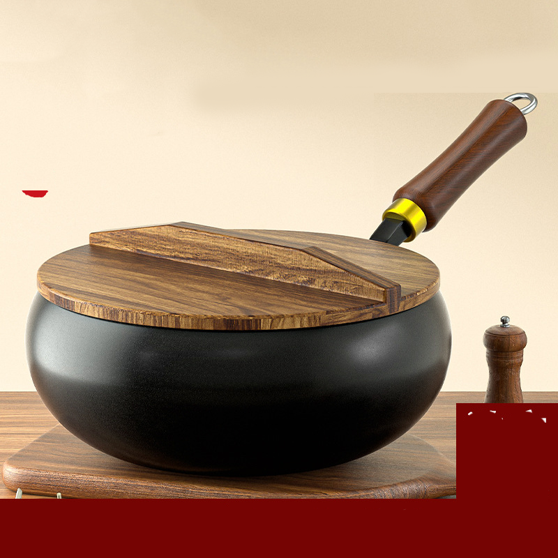 🍲50% OFF NOW!🔥Uncoated Thick Iron Pot with Lid – Even Heat Distribution, Durable Cast Iron & Perfect for Slow Cooking🥘