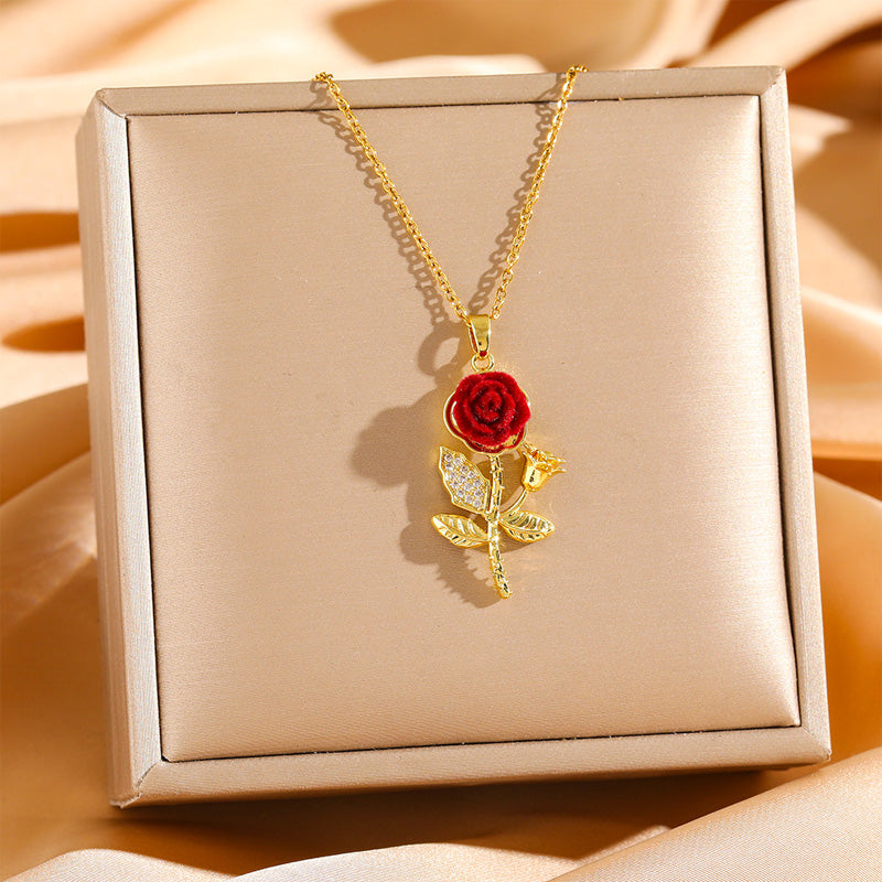 Elegant Rose Pendant Necklace