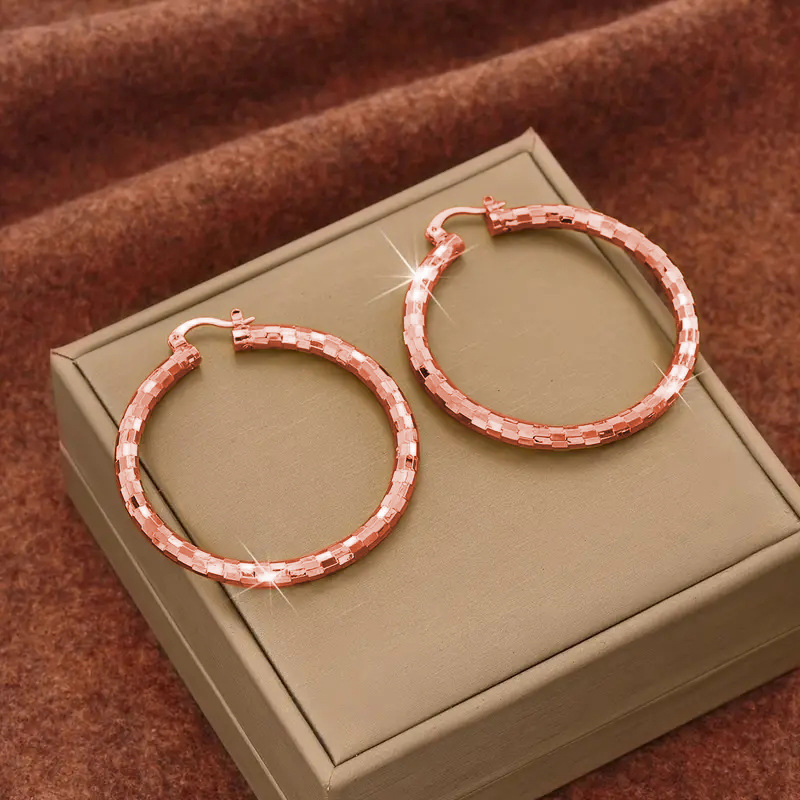 Women’s Minimalist Textured Hoop Earrings Statement Round Jewelry