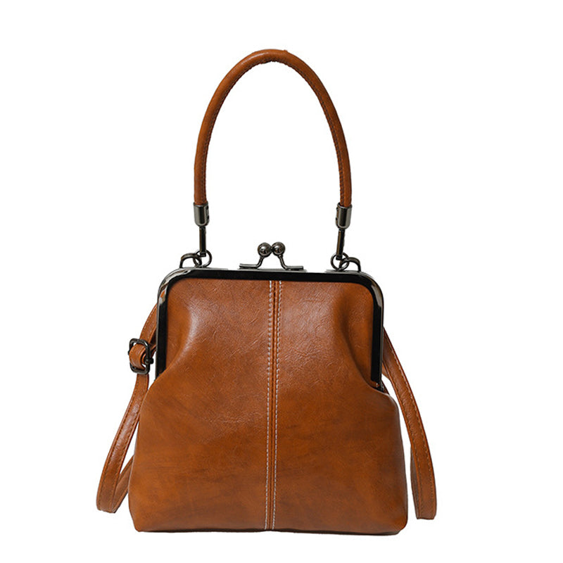 Women's Kiss Lock Crossbody Bag with Top Handle