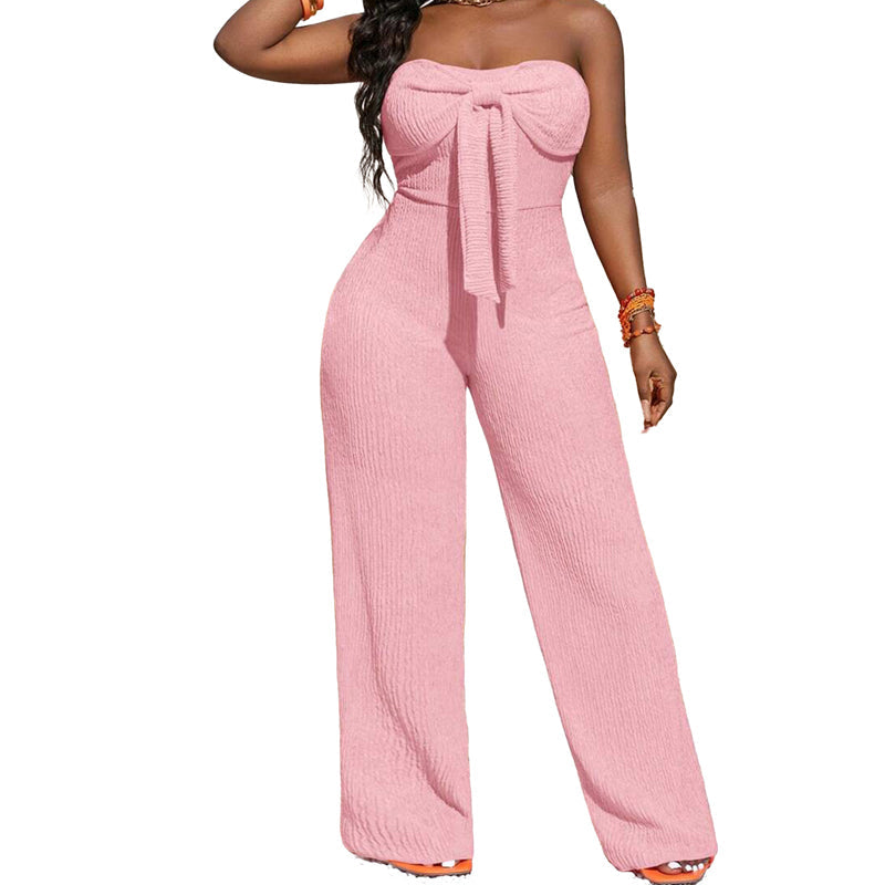 Women's Strapless High-Waisted Wide-Leg Jumpsuit
