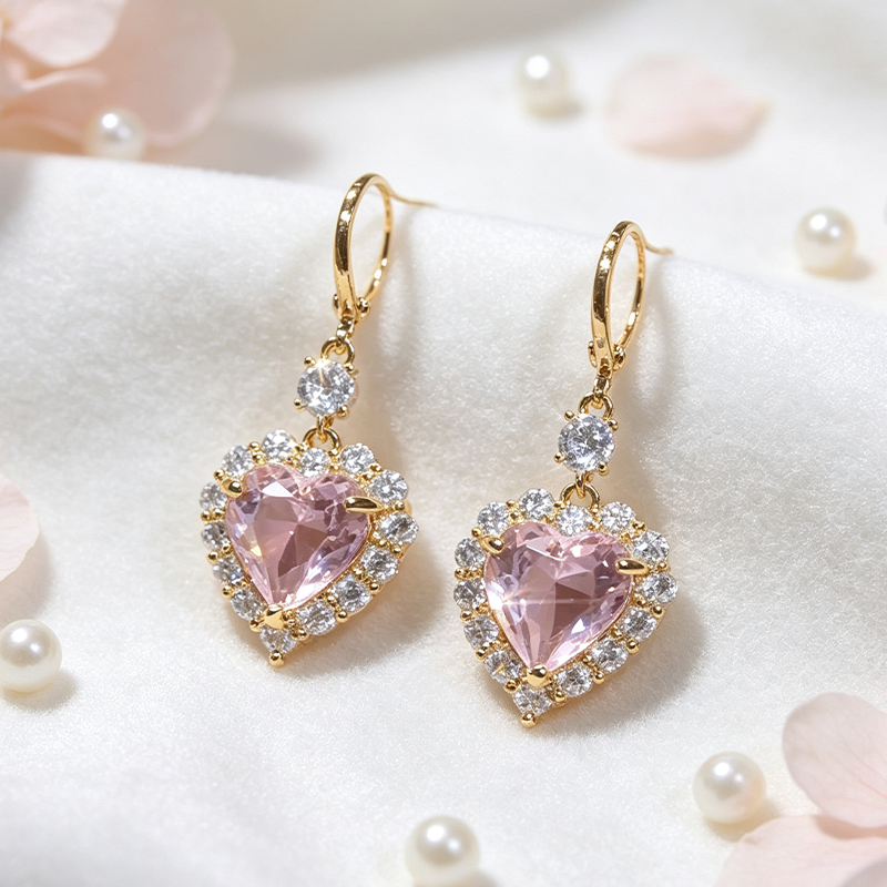 ๐ LIMITED TIME 50% OFF! ๐ Sparkling Heart Drop Earrings โ Romantic Pink Glow โจ