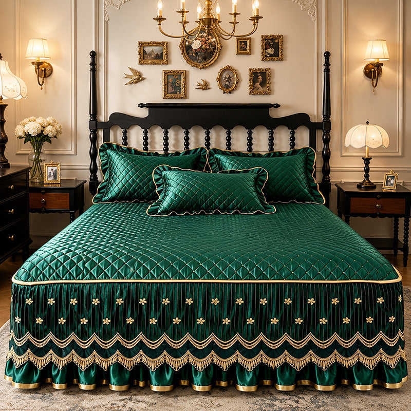 Breathable Quilted Full-Coverage Bed Skirt