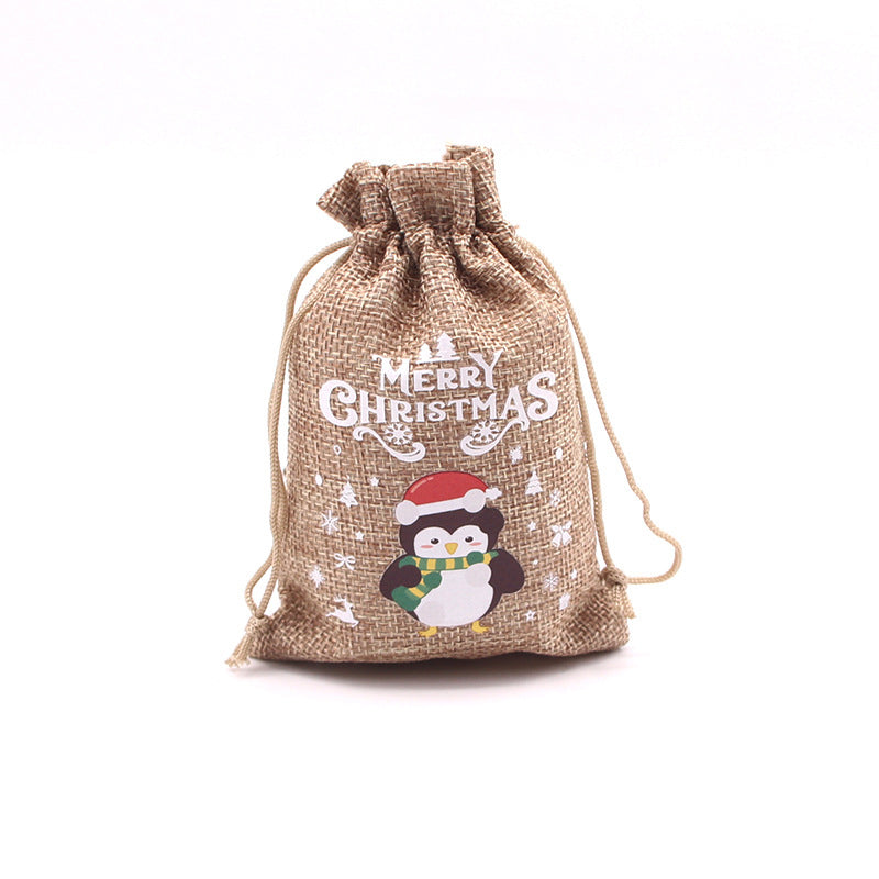 Christmas Burlap Gift Bags with Drawstring