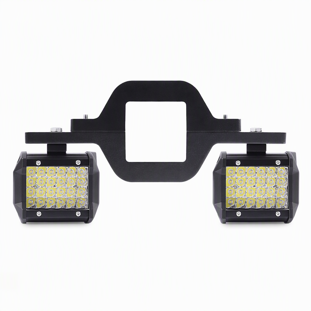 Trailer Tow Hitch Mounting Bracket for Dual LED Pods Work Lights and Backup Reverse Lights on Pickup Trucks and SUVs