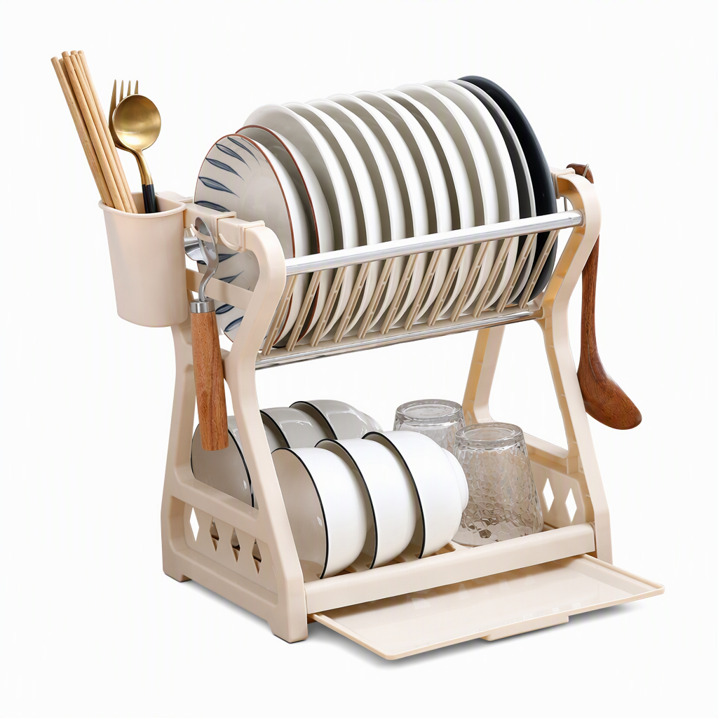 🍽️ Kitchen Dish Drying Rack: Vertical Steel, 12 Plates, Drip Tray, Tool-Free Assembly