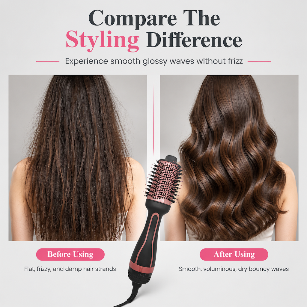 Multi Functional Hair Dryer Brush and Hot Air Styler for Hair Straightening and Curling Wet and Dry Hair