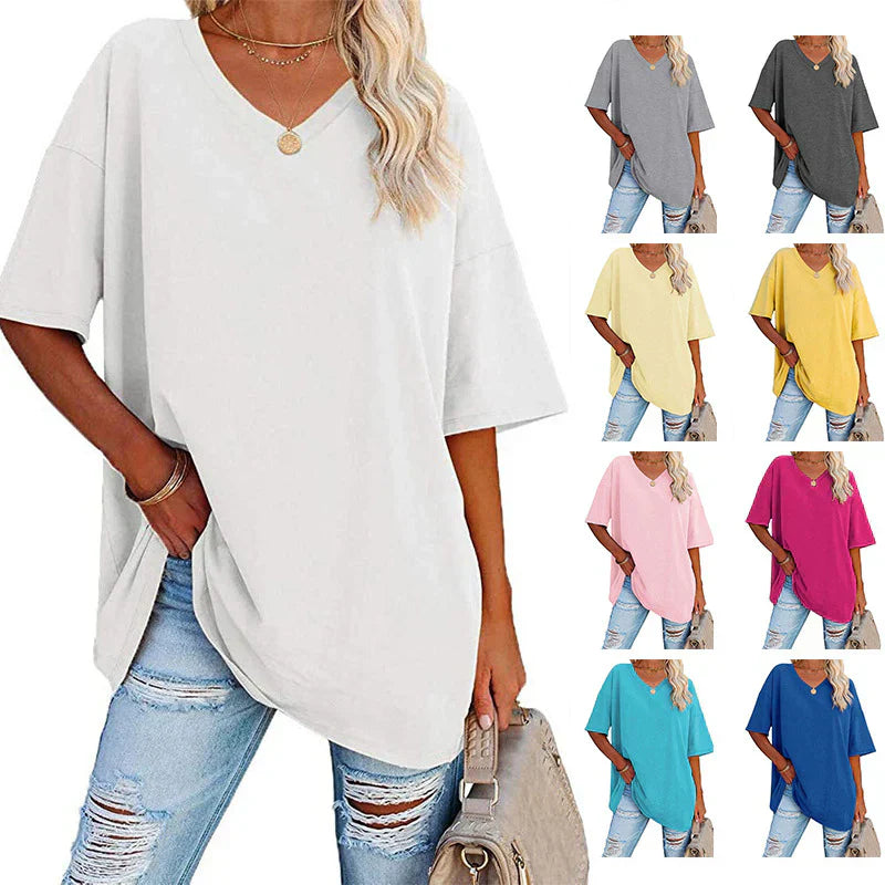 🌷🌷2026 Summer Sale 50% OFF☀️Women's Summer Half Sleeve Casual Loose Fit Cotton Tunic T-shirt