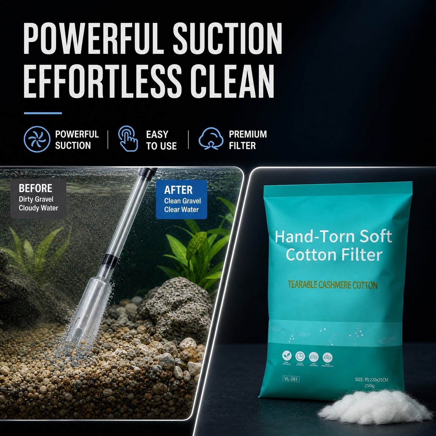 🎉Limited Time 50% OFF💦No more worries about poor water quality during water changes🔥Electric Aquarium Gravel Cleaner✨