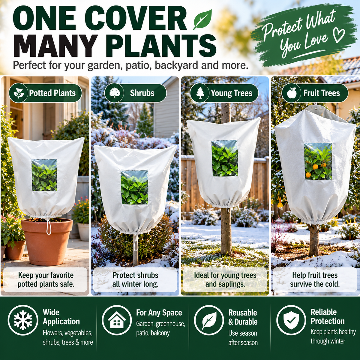 ⏳🔥LIMITED-TIME 60% OFF! ⏰WINTER GARDEN ESSENTIAL | Plant Frost Protection Cover – Breathable Reusable Cover for Shrubs, Pots & Young Trees