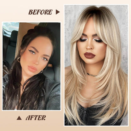 🎉Wig long hair Layered Bangs Wigs