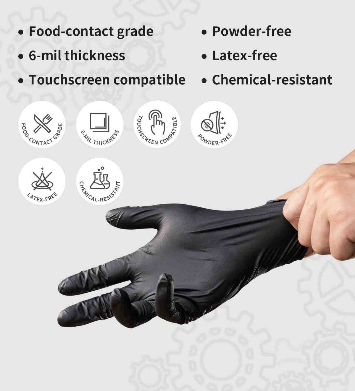 🔥100/50PCS Black Nitrile Disposable Glove
