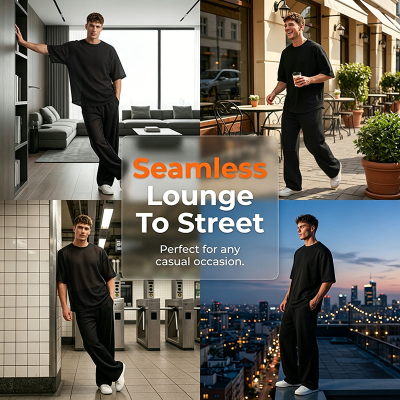 ⏰Men's T-Shirt & Wide-Leg Pants 2-Piece Set