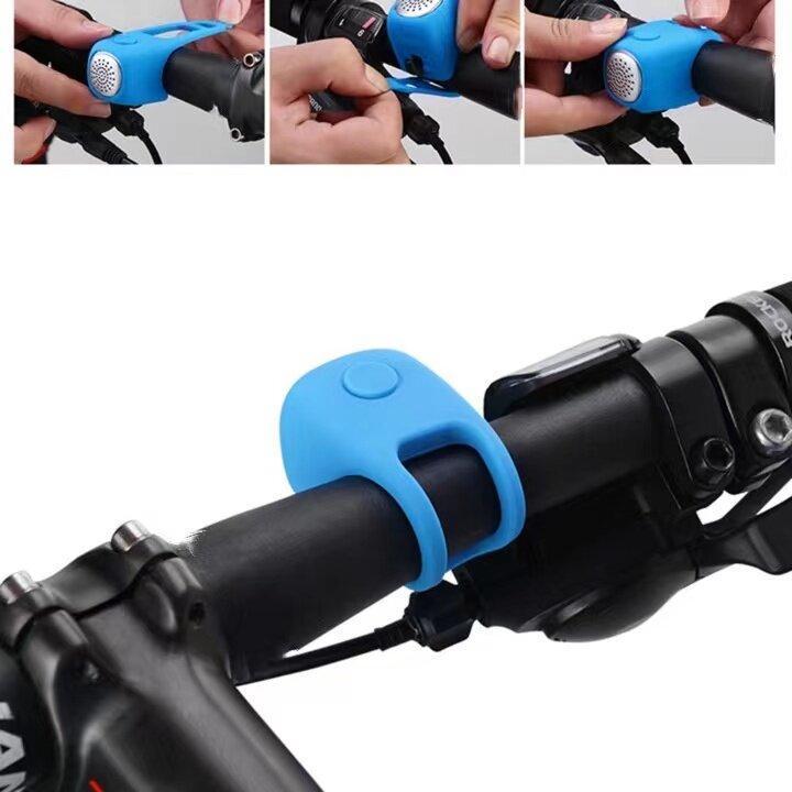 Electric Bike Horn | 90dB Car-Sound, 3 Tones, Weatherproof, USB Rechargeable | Fits Most Handlebars | Green, Blue, Black
