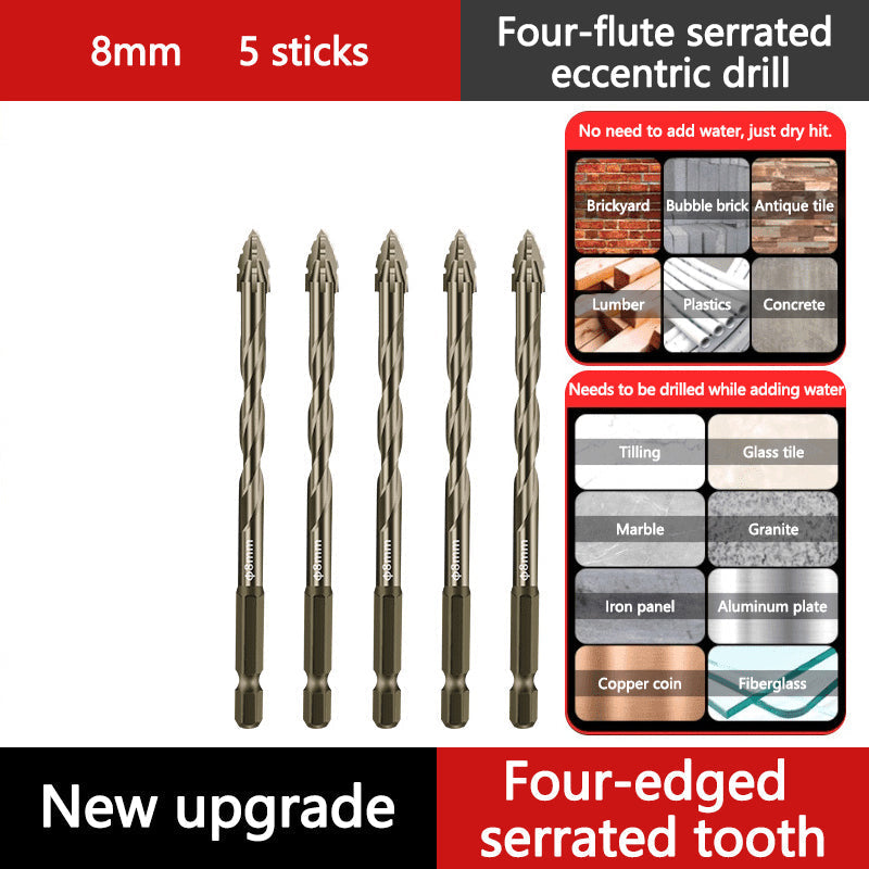 ⏳Time-Limited Special⏰4-Flute Eccentric Drill Bit Kit – Titanium-coated & multi-material ✨