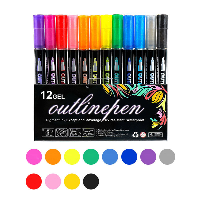 🔥Christmas Sale 49%OFF🎁Double Outline Glitter Coloring Pen Set