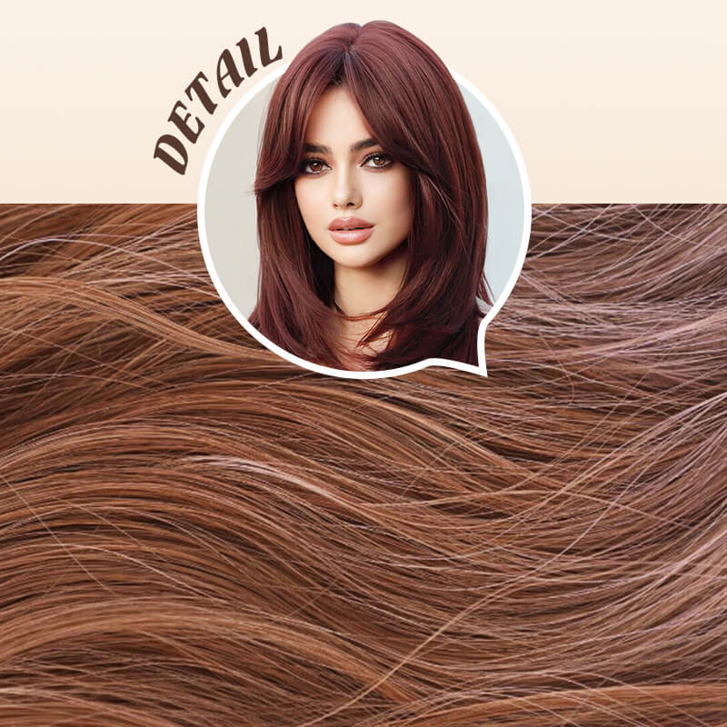🎉Wig long hair Layered Bangs Wigs