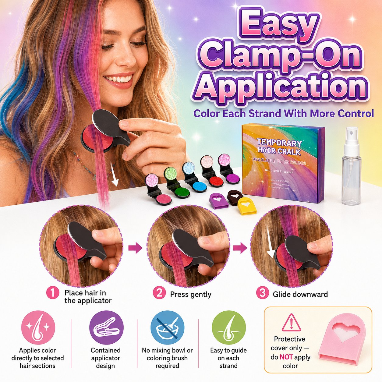 🔥Last Day 50% OFF🌈12-Color Temporary Hair Chalk Applicator Set