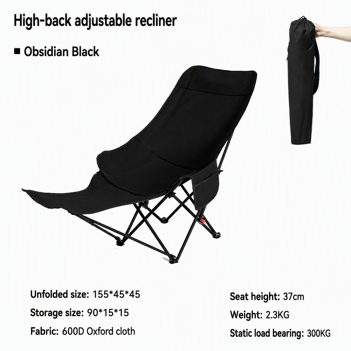 🥾 Adjustable Folding Chair – 3/4 Recline Positions, Leg Rest – Reinforced Carbon Steel, 300 lbs – 600D Oxford – Folds for Camping & Beach! 🛡️💨