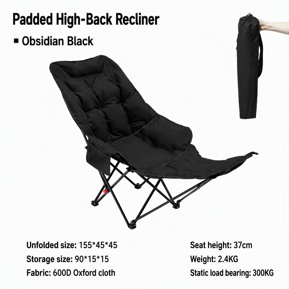 🥾 Adjustable Folding Chair – 3/4 Recline Positions, Leg Rest – Reinforced Carbon Steel, 300 lbs – 600D Oxford – Folds for Camping & Beach! 🛡️💨