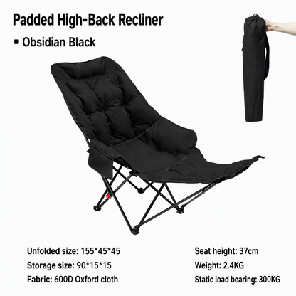 🥾 Adjustable Folding Chair – 3/4 Recline Positions, Leg Rest – Reinforced Carbon Steel, 300 lbs – 600D Oxford – Folds for Camping & Beach! 🛡️💨