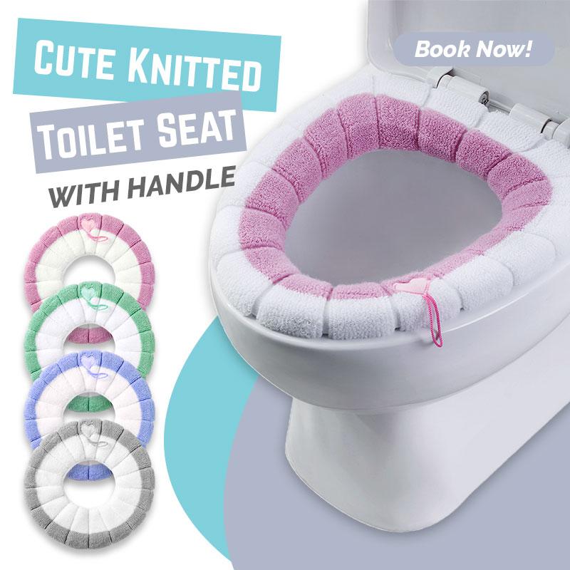 Soft Knitted Toilet Seat Cover with Handle – Warm & Washable