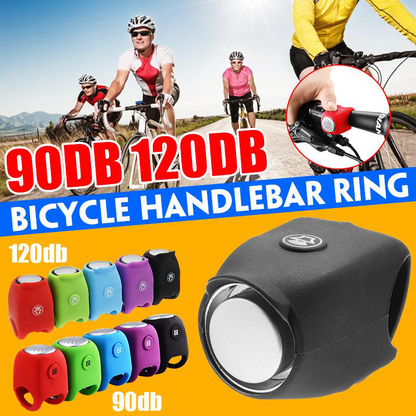 Electric Bike Horn | 90dB Car-Sound, 3 Tones, Weatherproof, USB Rechargeable | Fits Most Handlebars | Green, Blue, Black
