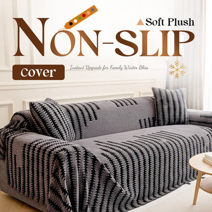 🎁2026 New Arrivals 50% OFF💥Soft Plush Non‑Slip Couch Cover‑Thick Striped Sofa Throw Cover, Cozy Winter‑Friendly Furniture Protector for Living Room, Anti‑Slip Universal Sofa Slipcover