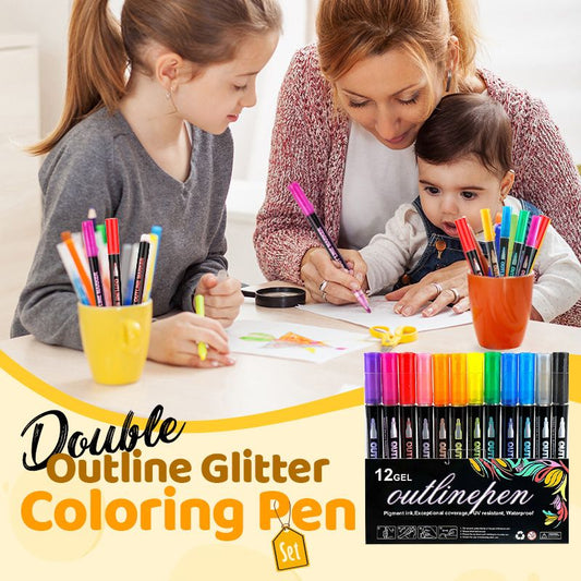 🔥Christmas Sale 49%OFF🎁Double Outline Glitter Coloring Pen Set