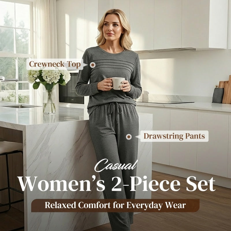 🎁2026 New Arrivals 50% OFF💥Women's Crew Neck Top & Drawstring Pants Set👚👖