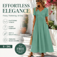 V-Neck Short Sleeve Dress – Flowy Fit, Timeless Charm