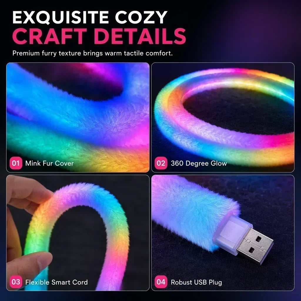 ⏳Limited-time 50% off💥 Faux Fur Neon Light Strip – 360° All-round Glow ✨