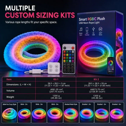 ⏳Limited-time 50% off💥 Faux Fur Neon Light Strip – 360° All-round Glow ✨
