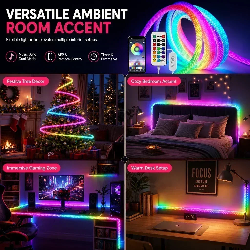 ⏳Limited-time 50% off💥 Faux Fur Neon Light Strip – 360° All-round Glow ✨