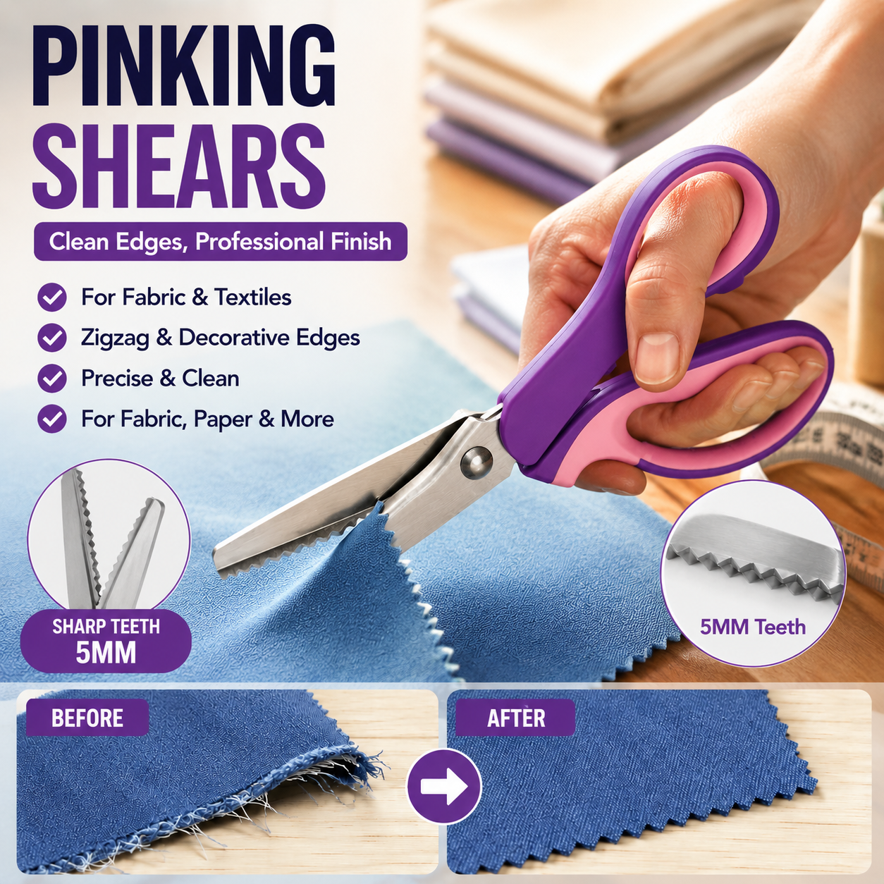 🔥Hot Sale-50% OFF✂️Multipurpose Pinking Shears Serrated Scissors