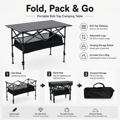 🎉New arrival 50% OFF!🏕️Carbon Steel Folding Camping Table｜Quick Setup Portable Outdoor Picnic Table ✨