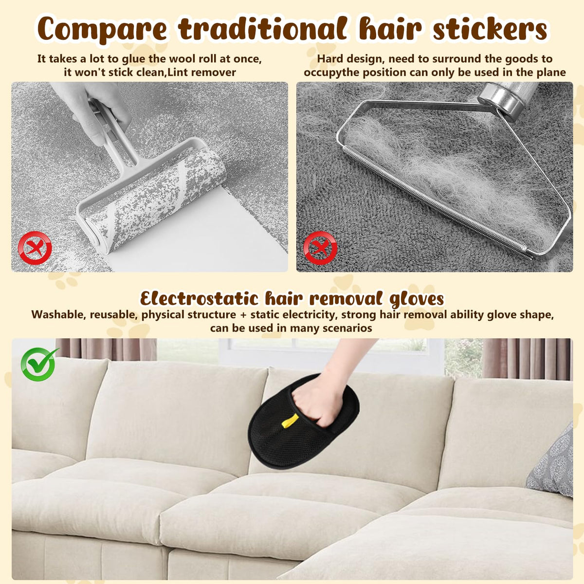 ⏳2025 New Save 50%✨️Pet hair remover Electrostatic gloves