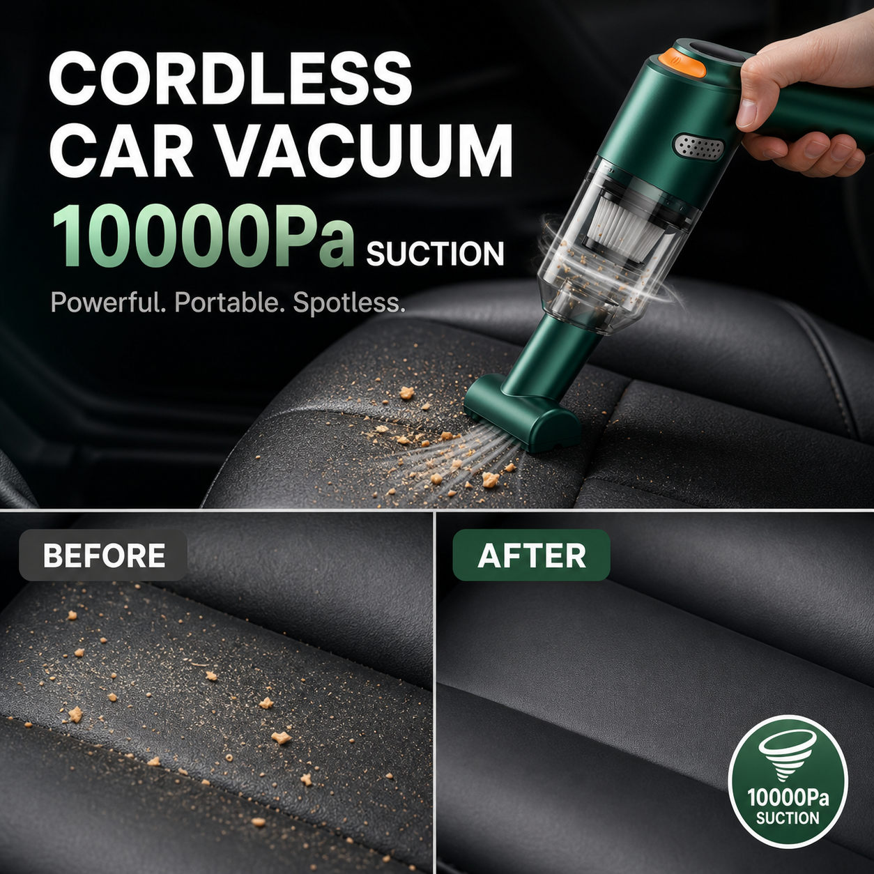 ⏰🔥LIMITED TIME 50% OFF!🔥50K+ SOLD!🧹 Cordless Car Vacuum – 10000Pa Suction & 4000mAh Battery 🚗
