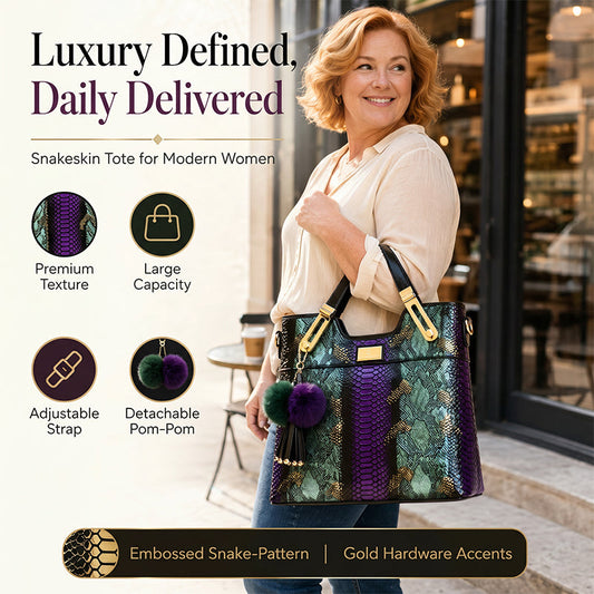 🏆LAST DAY SALE 50% OFF🔥Elegant Snakeskin PU Leather Tote Bag