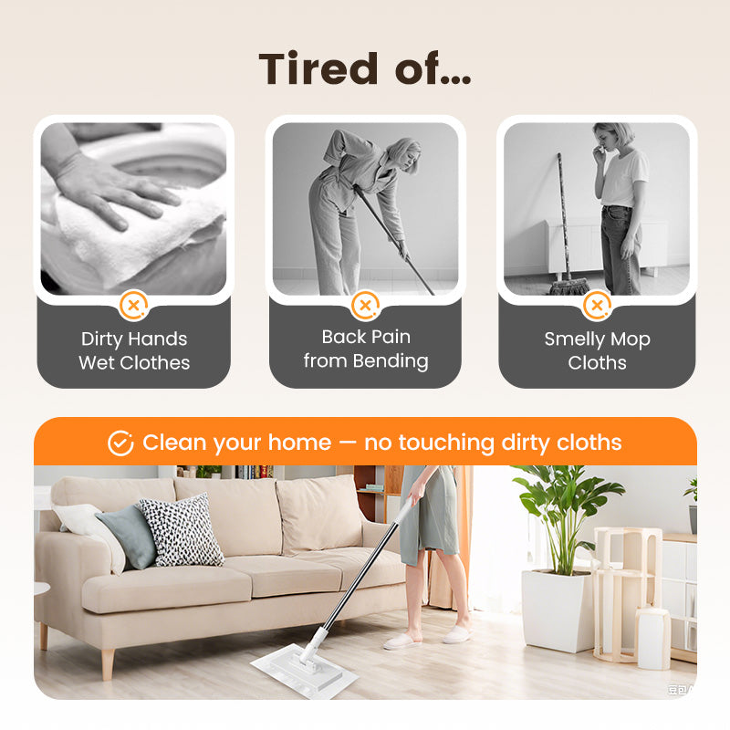 💥Disposable Dust Mop with 4 Reusable Cloths