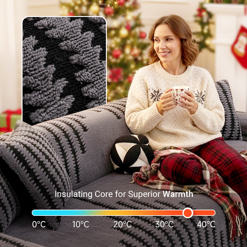 🎁2026 New Arrivals 50% OFF💥Soft Plush Non‑Slip Couch Cover‑Thick Striped Sofa Throw Cover, Cozy Winter‑Friendly Furniture Protector for Living Room, Anti‑Slip Universal Sofa Slipcover