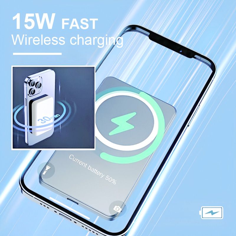 15W Wireless Magnetic Power Bank - 5000mAh/10000mAh Fast Charging Portable Charger