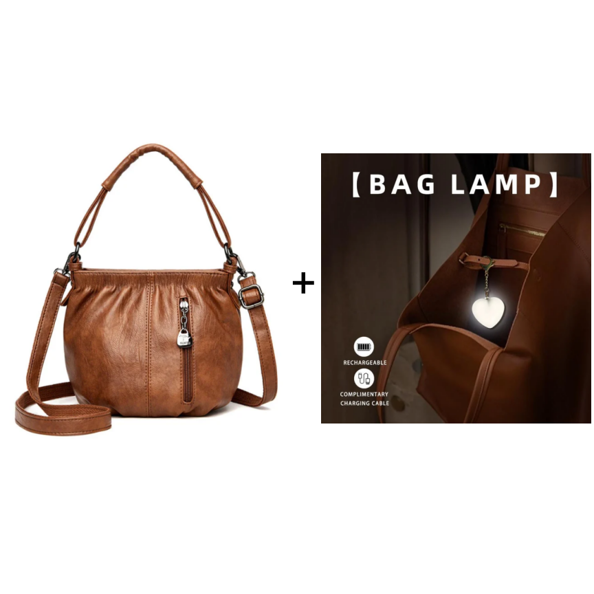 👜50% OFF NOW🎀Casual Pleated Bucket Leather Handbag – Soft Leather, Versatile Style & Adjustable Shoulder Strap✨
