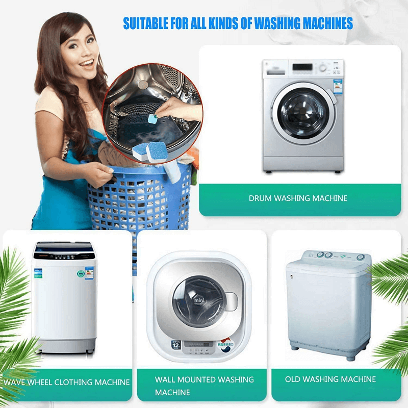 🧼💐 Comprimés effervescents pour lave-linge – Nettoyant tout-en-un, élimine résidus et mauvaises odeurs, pour une machine fraîche et propre sans effort 🌿✅