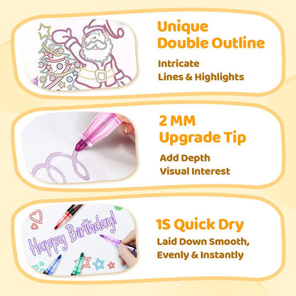 🔥Christmas Sale 49%OFF🎁Double Outline Glitter Coloring Pen Set