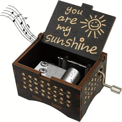 🎵"You Are My Sunshine" Musical Box, Hand Crank Wooden Engraved Music Box🎁